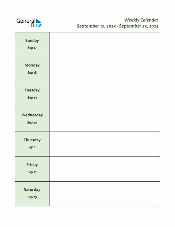 Weekly Customizable Planner - September 17 to September 23, 2023