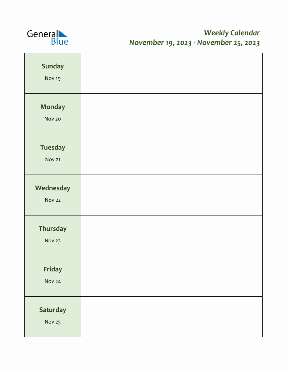 Weekly Customizable Planner November 19 to November 25
