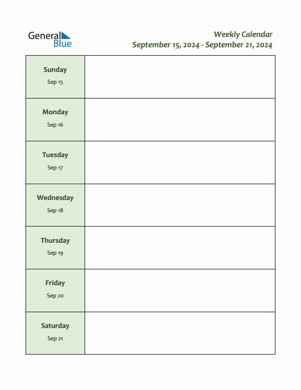 Weekly Customizable Planner - September 15 to September 21, 2024