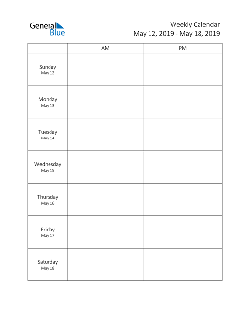 weekly calendar may 12 2019 to may 18 2019 pdf