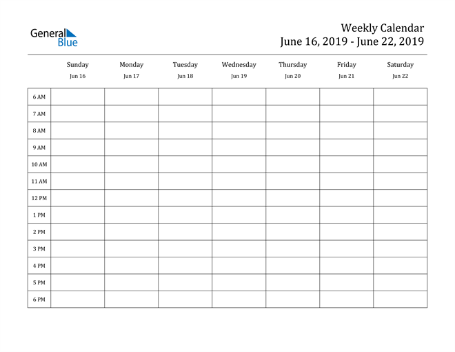 weekly calendar june 16 2019 to june 22 2019 pdf