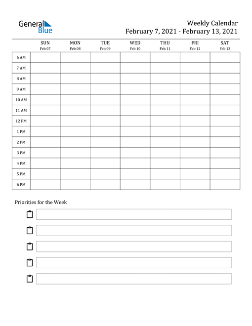 Featured image of post Free Printable Weekly Calendar February 2021