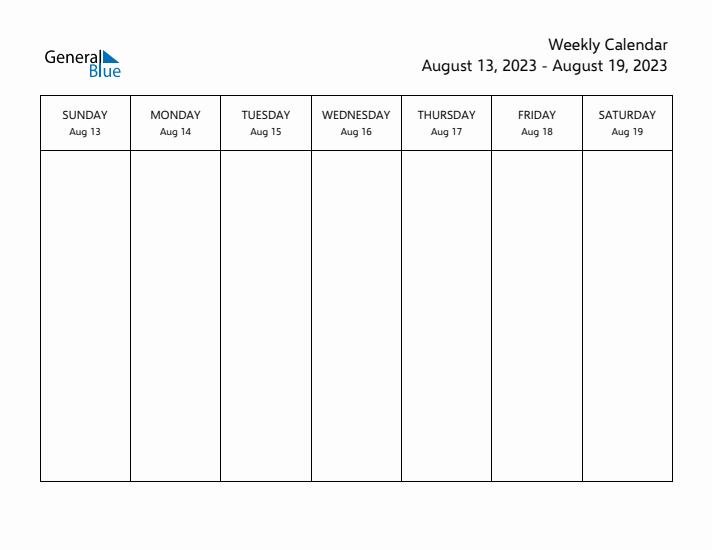 Printable Weekly Calendar with Sunday Start