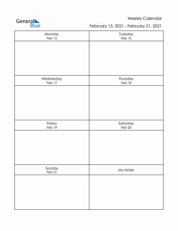 Printable Weekly Planner Template (Week 7 of 2021)