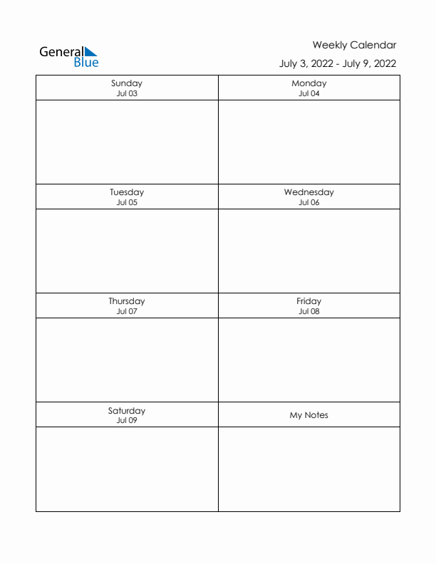 Printable Weekly Planner Template (Week 28 of 2022)