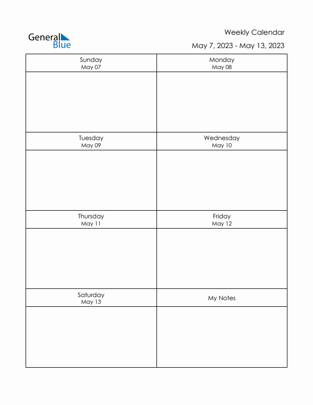 Printable Weekly Planner Template (Week 19 of 2023)