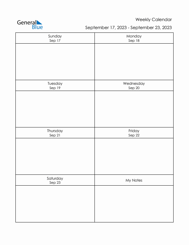 Printable Weekly Planner Template (Week 38 of 2023)