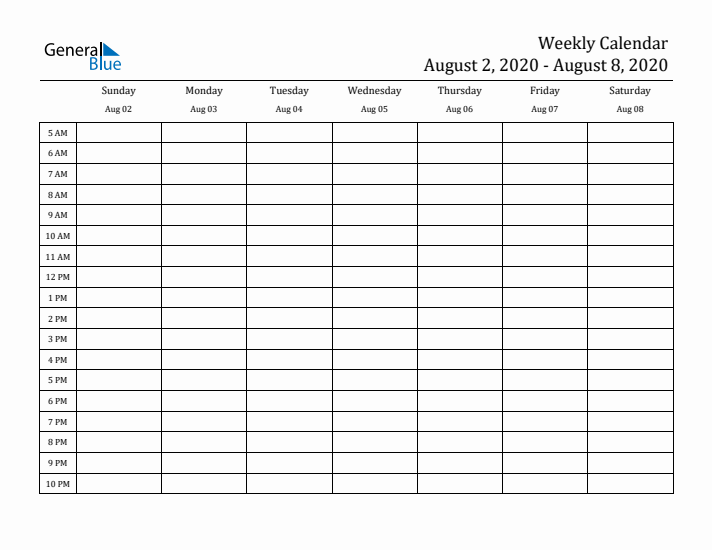 Weekly Calendar with Time Slots