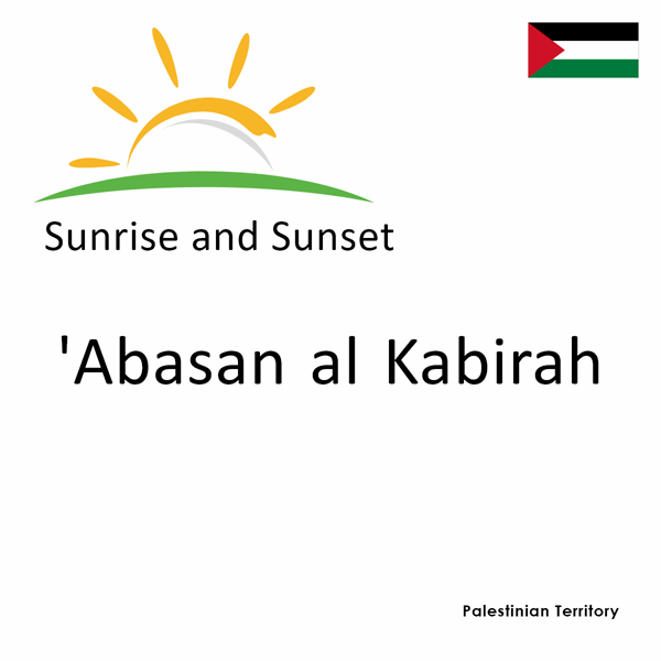 Sunrise and sunset times for `Abasan al Kabirah, Palestinian Territory