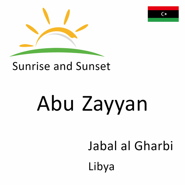 Sunrise and sunset times for Abu Zayyan, Jabal al Gharbi, Libya
