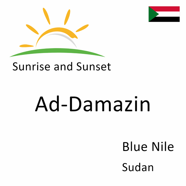 Sunrise and sunset times for Ad-Damazin, Blue Nile, Sudan