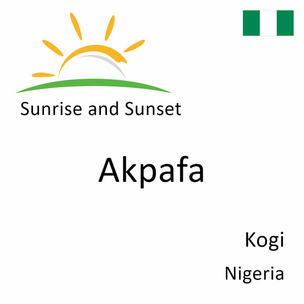 Sunrise and sunset times for Akpafa, Kogi, Nigeria