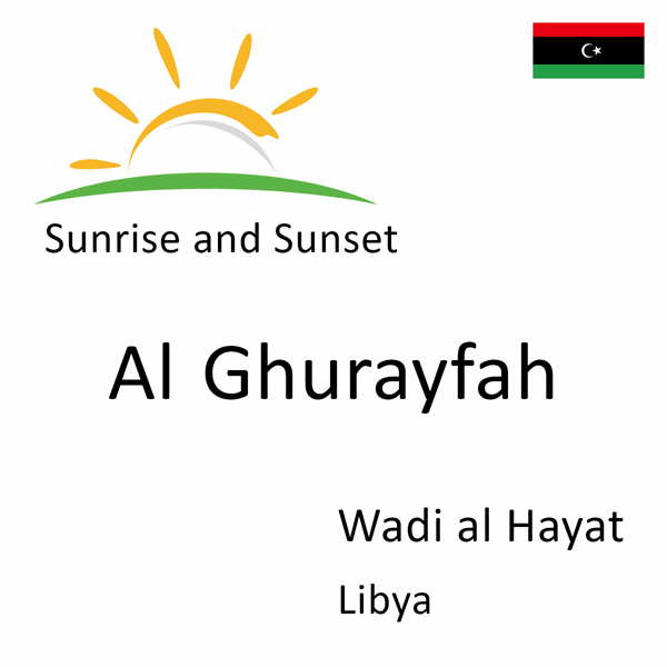 Sunrise and sunset times for Al Ghurayfah, Wadi al Hayat, Libya