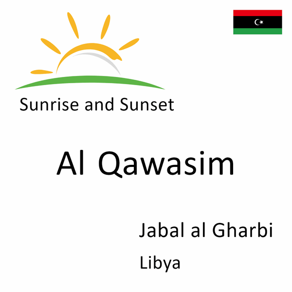 Sunrise and sunset times for Al Qawasim, Jabal al Gharbi, Libya