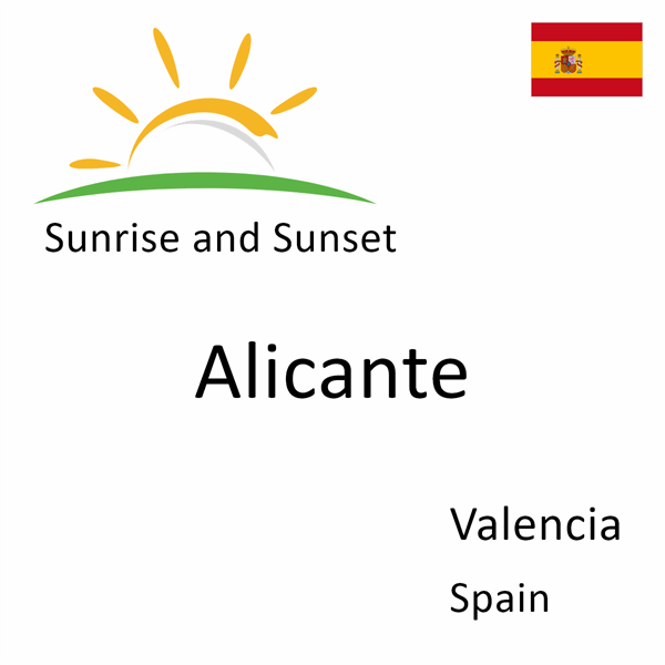 Sunrise and sunset times for Alicante, Valencia, Spain
