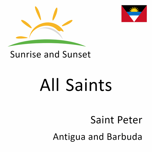 Sunrise and sunset times for All Saints, Saint Peter, Antigua and Barbuda