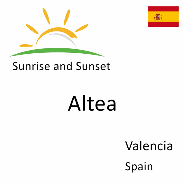 Sunrise and sunset times for Altea, Valencia, Spain