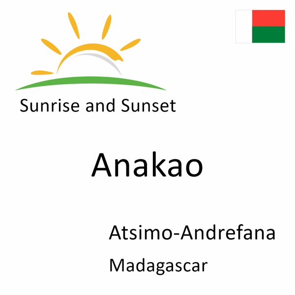 Sunrise and sunset times for Anakao, Atsimo-Andrefana, Madagascar