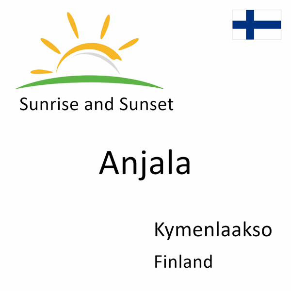 Sunrise and sunset times for Anjala, Kymenlaakso, Finland