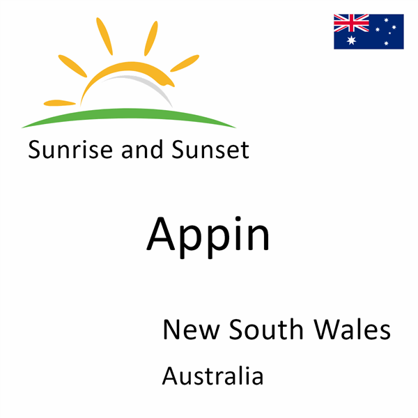 Sunrise and sunset times for Appin, New South Wales, Australia