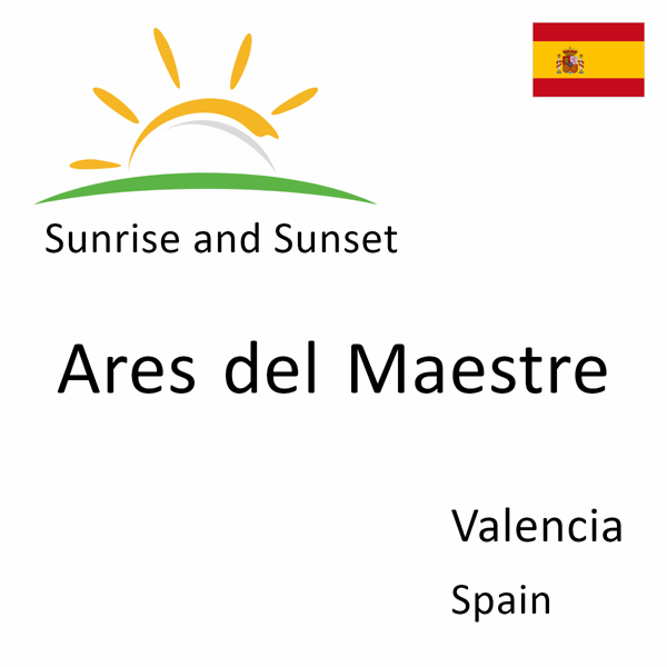 Sunrise and sunset times for Ares del Maestre, Valencia, Spain