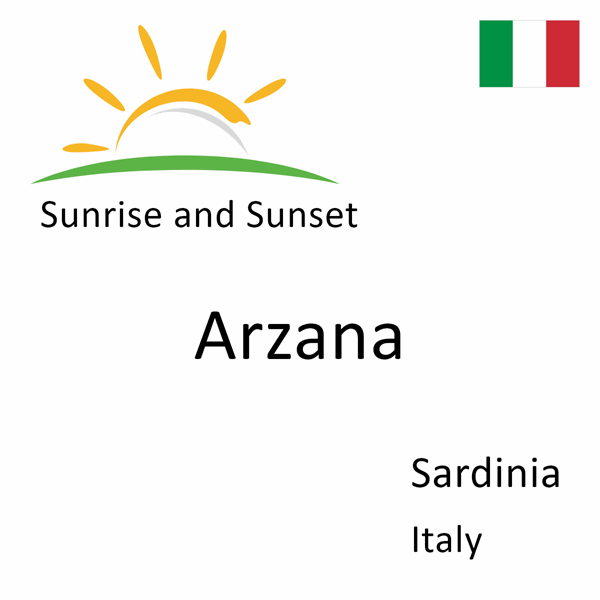 Sunrise and sunset times for Arzana, Sardinia, Italy