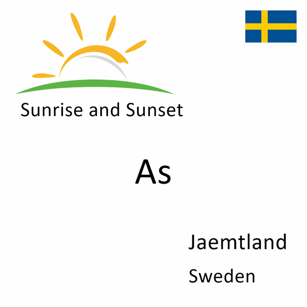 Sunrise and sunset times for As, Jaemtland, Sweden