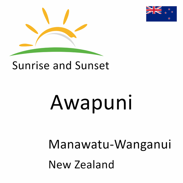 Sunrise and sunset times for Awapuni, Manawatu-Wanganui, New Zealand