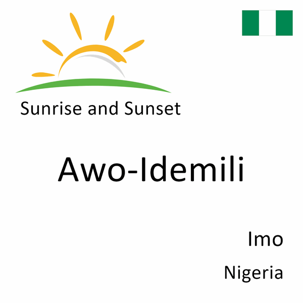 Sunrise and sunset times for Awo-Idemili, Imo, Nigeria
