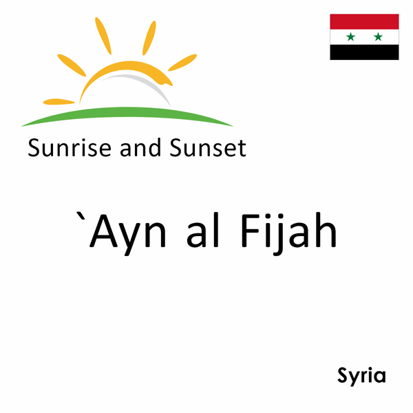 Sunrise and sunset times for `Ayn al Fijah, Syria