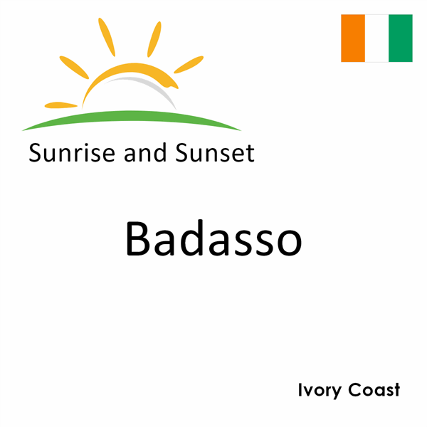 Sunrise and sunset times for Badasso, Ivory Coast