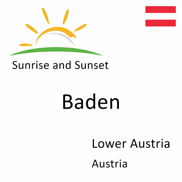 Sunrise and sunset times for Baden, Lower Austria, Austria