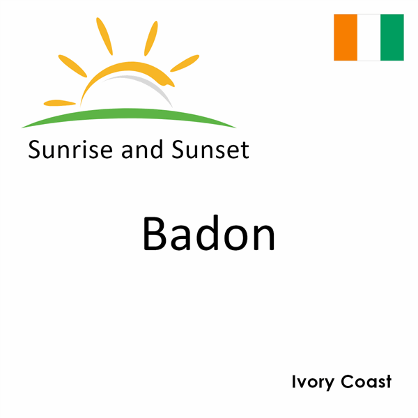 Sunrise and sunset times for Badon, Ivory Coast