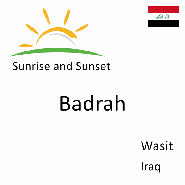 Sunrise and sunset times for Badrah, Wasit, Iraq