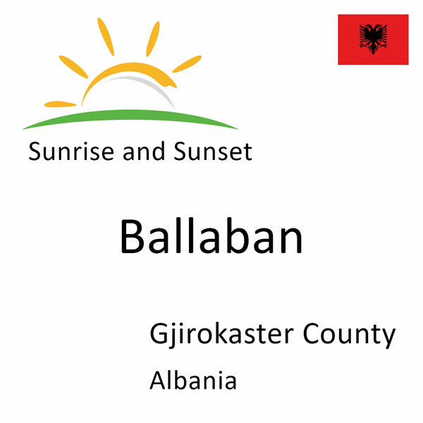 Sunrise and sunset times for Ballaban, Gjirokaster County, Albania