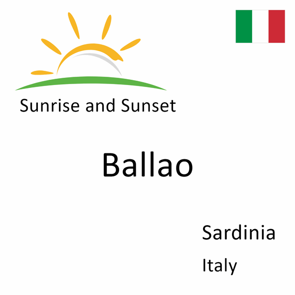 Sunrise and sunset times for Ballao, Sardinia, Italy