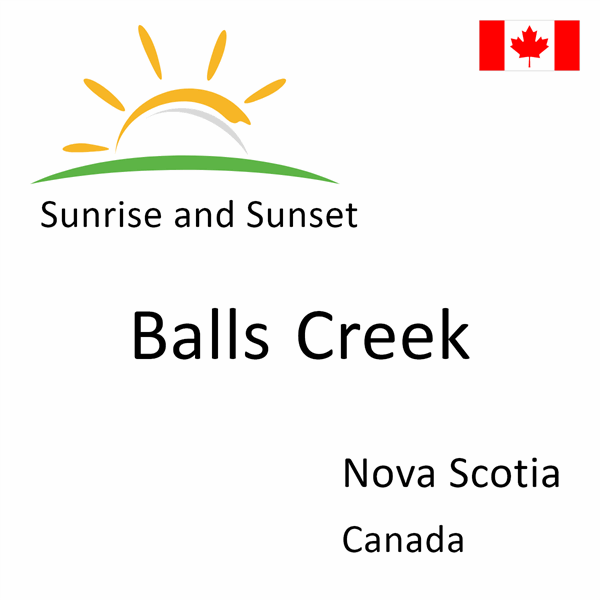 Sunrise and sunset times for Balls Creek, Nova Scotia, Canada