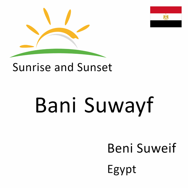 Sunrise and sunset times for Bani Suwayf, Beni Suweif, Egypt