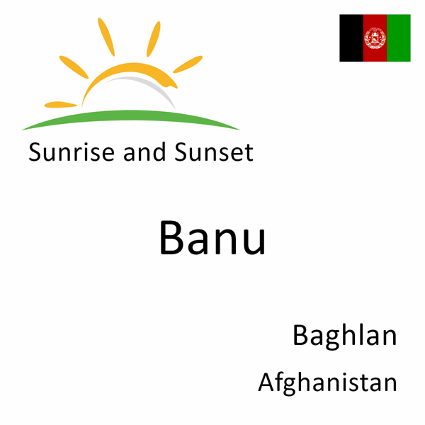 Sunrise and sunset times for Banu, Baghlan, Afghanistan