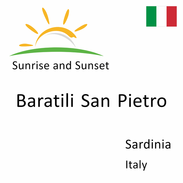 Sunrise and sunset times for Baratili San Pietro, Sardinia, Italy