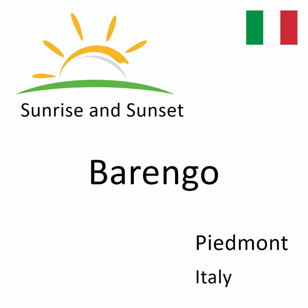 Sunrise and sunset times for Barengo, Piedmont, Italy