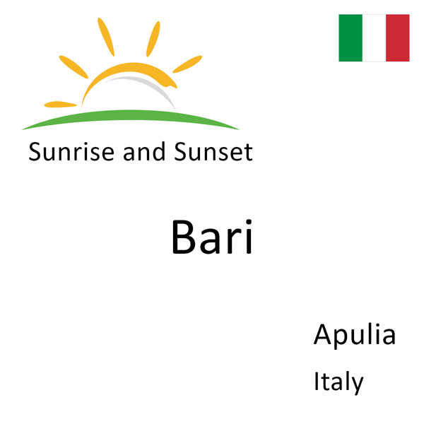 Sunrise and sunset times for Bari, Apulia, Italy