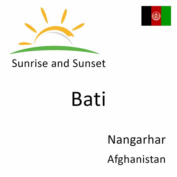Sunrise and sunset times for Bati, Nangarhar, Afghanistan