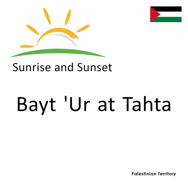 Sunrise and sunset times for Bayt 'Ur at Tahta, Palestinian Territory