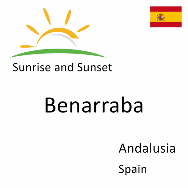 Sunrise and sunset times for Benarraba, Andalusia, Spain