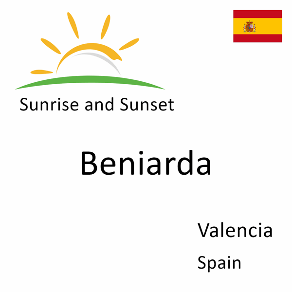 Sunrise and sunset times for Beniarda, Valencia, Spain