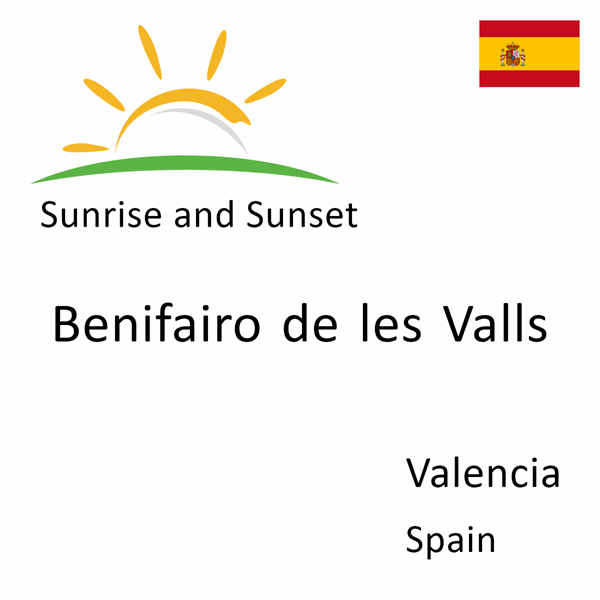 Sunrise and sunset times for Benifairo de les Valls, Valencia, Spain