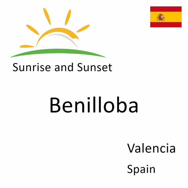 Sunrise and sunset times for Benilloba, Valencia, Spain