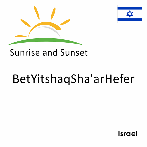 Sunrise and sunset times for BetYitshaqSha'arHefer, Israel