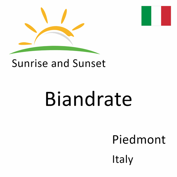 Sunrise and sunset times for Biandrate, Piedmont, Italy